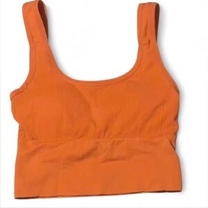 Orange Ribbed Bralette Top